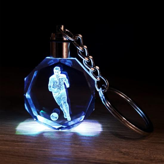 Led Işıklı Kristal Anahtarlık C Ronaldo Renkli