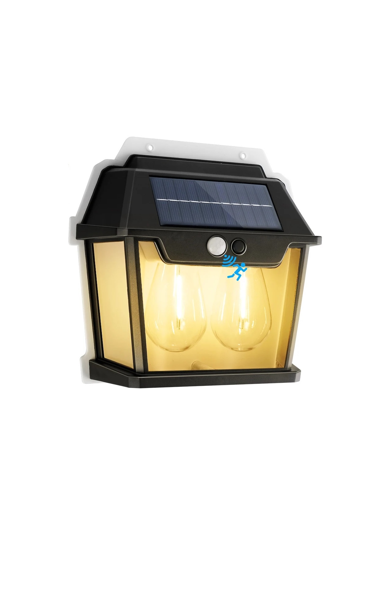 Güneş Enerjili Solar Duvar Lambası 2li Rustik Ampul Gün Işığı Dekoratif Solar Aydınlatma