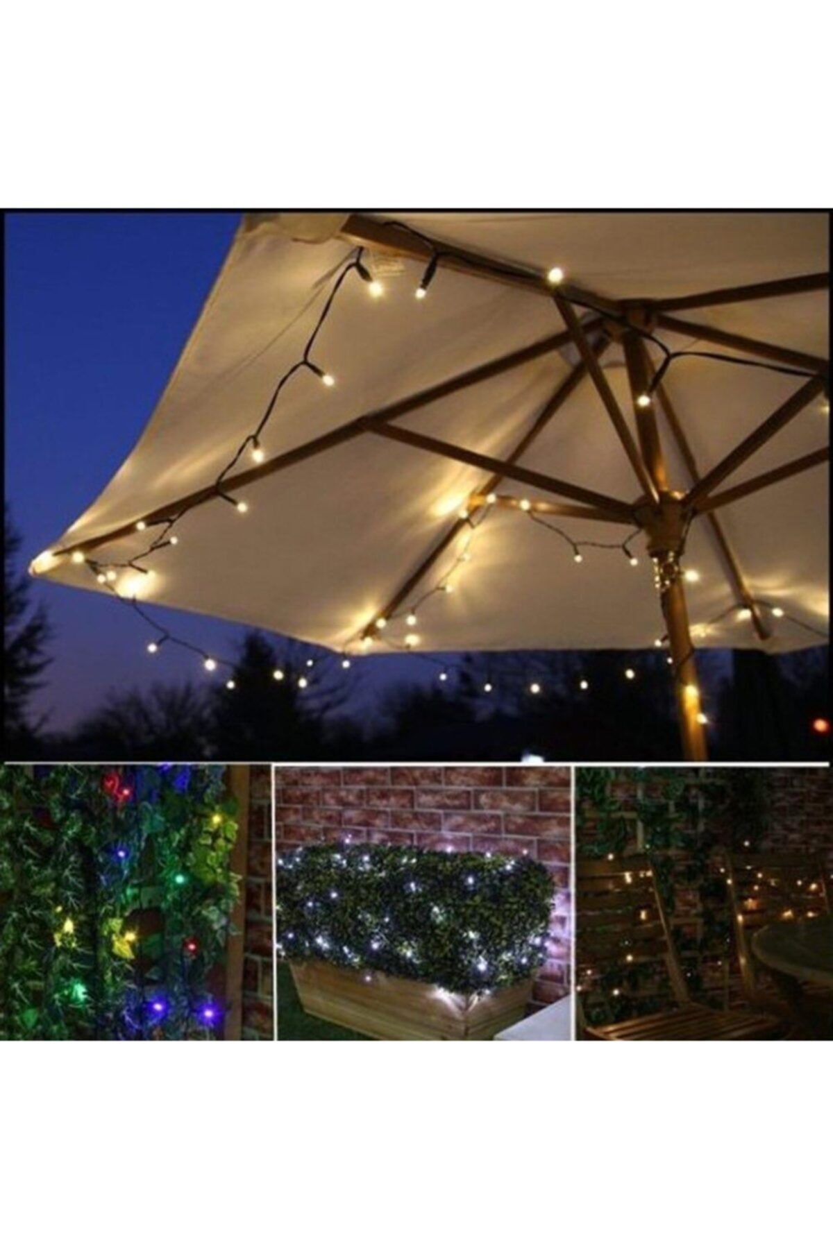 Solar Güneş Enerjili Dış Mekan 8 Modlu 5 metre 50 Led Gün Işığı