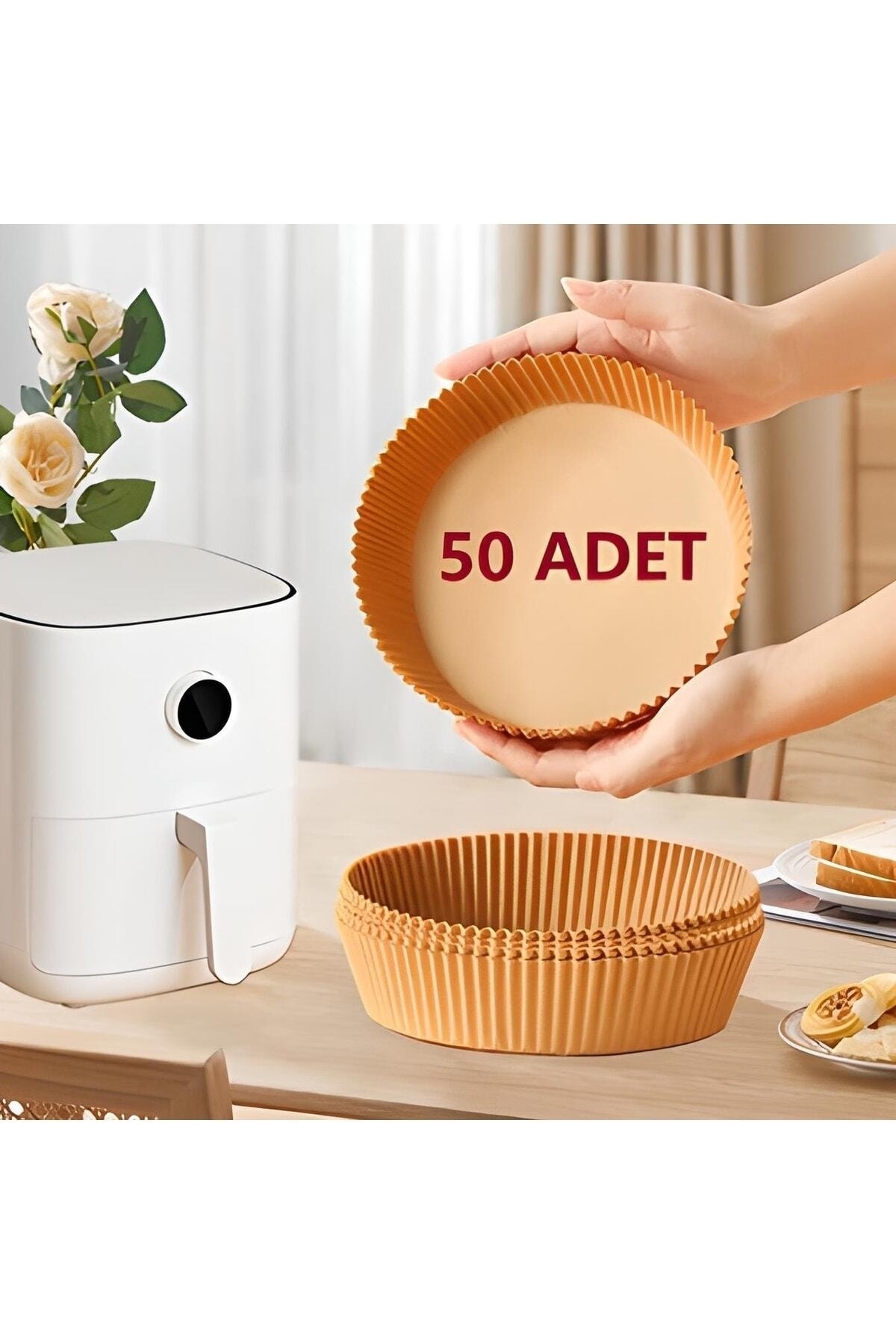 50 Adet Air Fryer Pişirme Kağıdı Yuvarlak Tabak Modeli Tek Kullanımlık