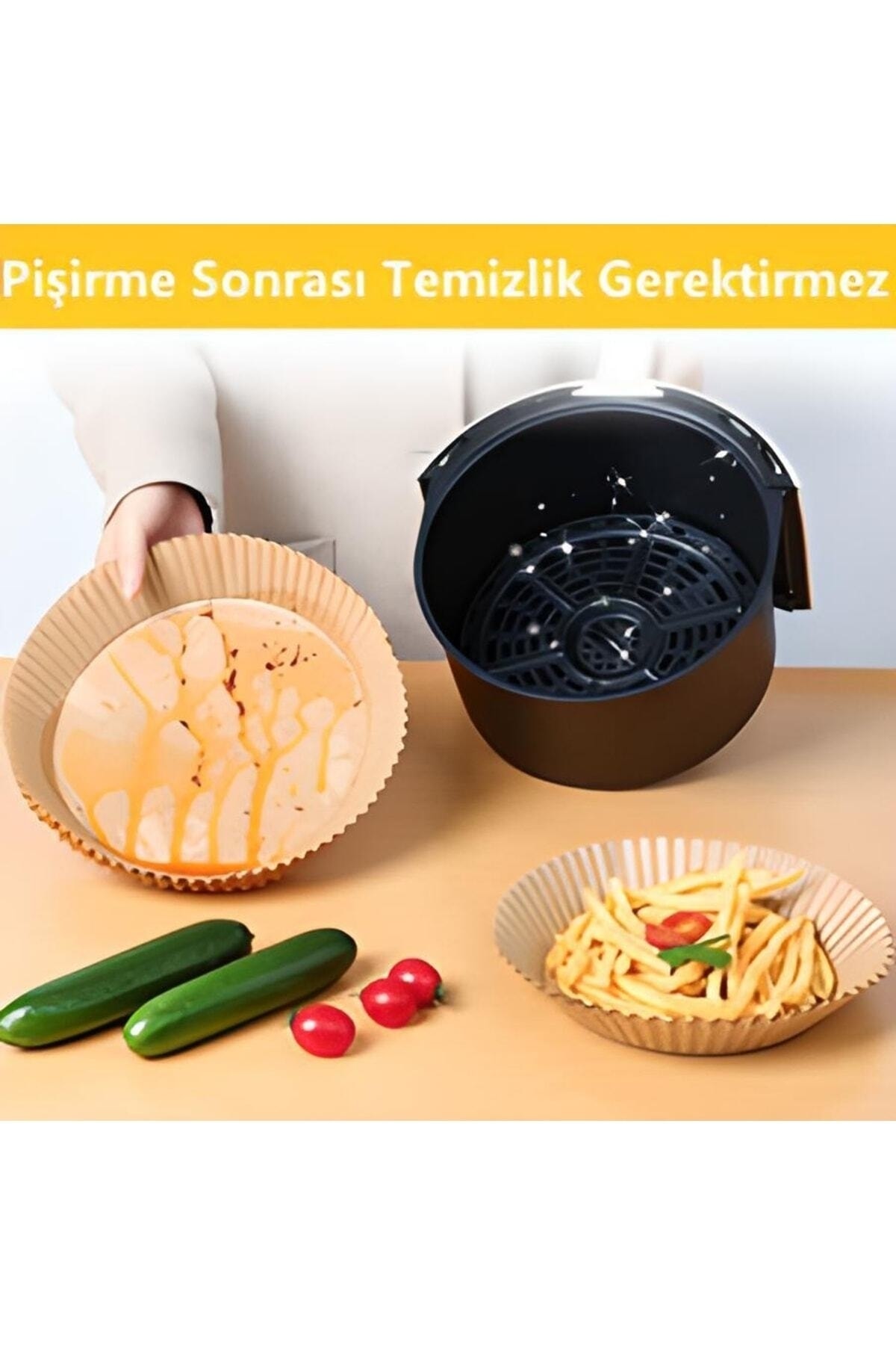 50 Adet Air Fryer Pişirme Kağıdı Yuvarlak Tabak Modeli Tek Kullanımlık